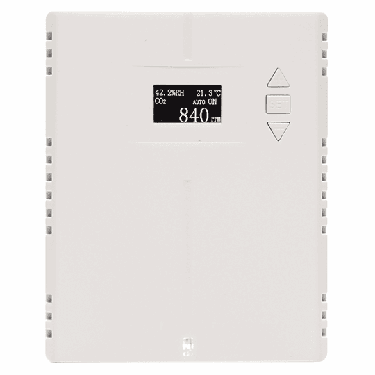 Afbeelding van AT-VLC-R1D-RS3 CO2, temperatuur en RV sensor voor wandmontage met relaisuitgang en Modbus RS485 communicatie